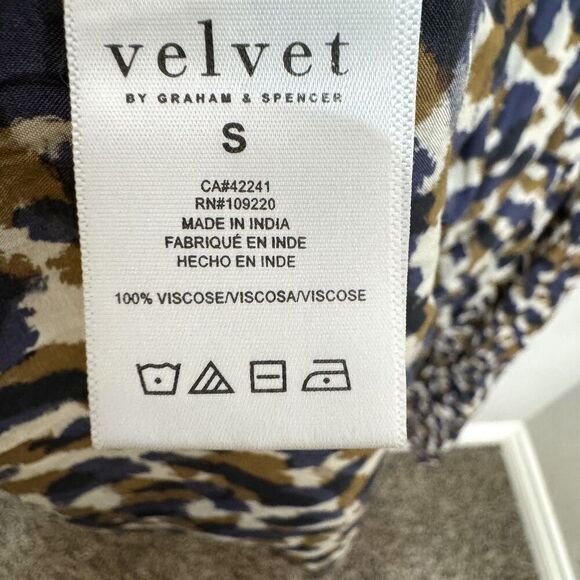 Velvet by Graham & Spencer Ottilie Dress Womens Small Smudge Print Tiered Boho - Picture 9 of 10